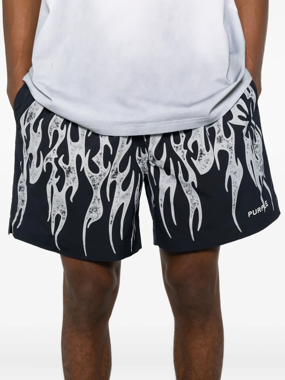 Purple Brand Shorts met vlammenprint Blauw