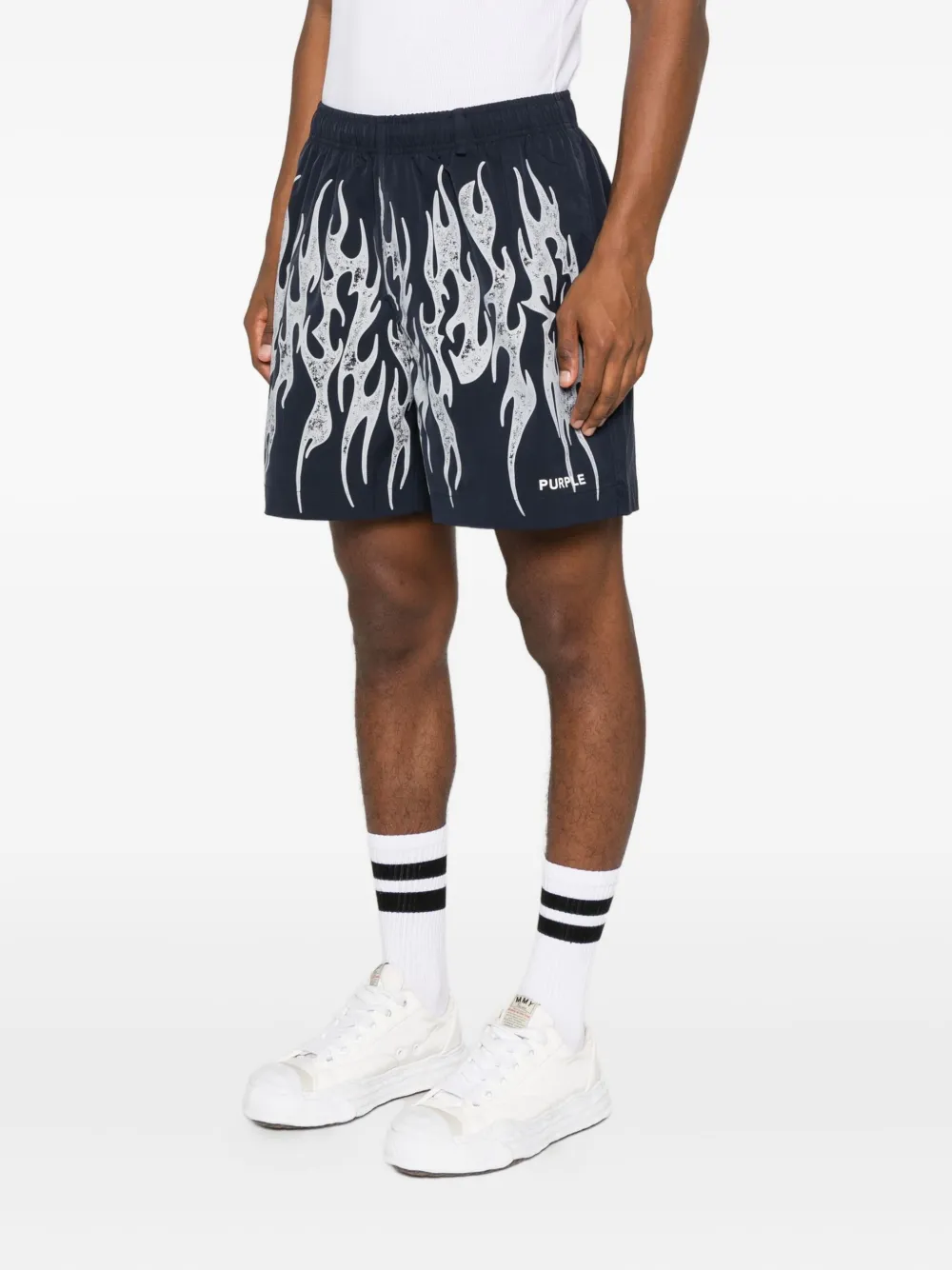 Purple Brand Shorts met vlammenprint Blauw