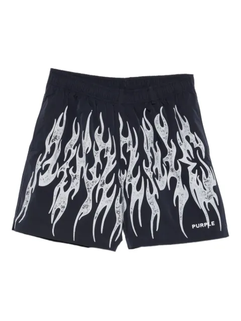 Purple Brand flame print shorts