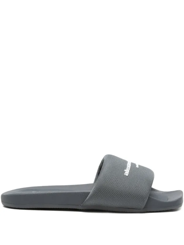 Alexander Wang Logo Strap Slides Grey FARFETCH NO