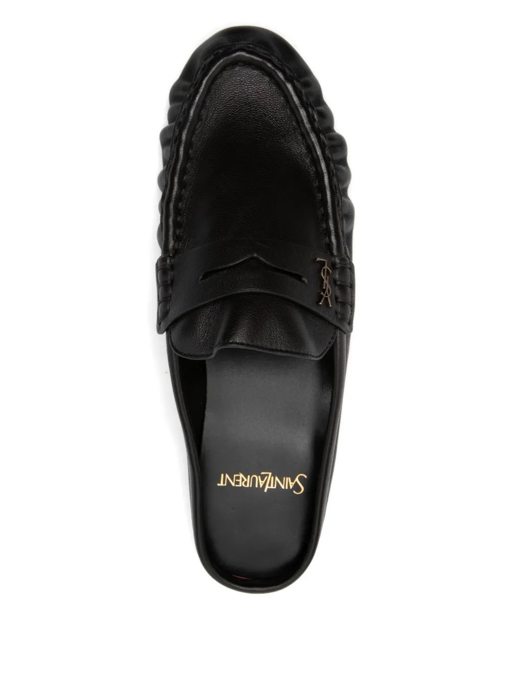 Saint Laurent Muiltjes met ruches en logo Bruin