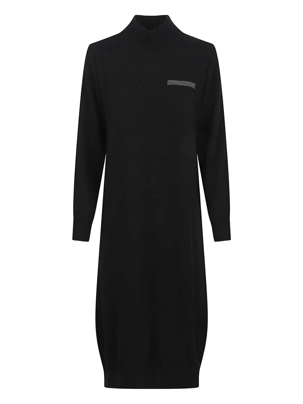 Peserico Knit Dress With Long Sleeves And Ribbed Cuffs In Black