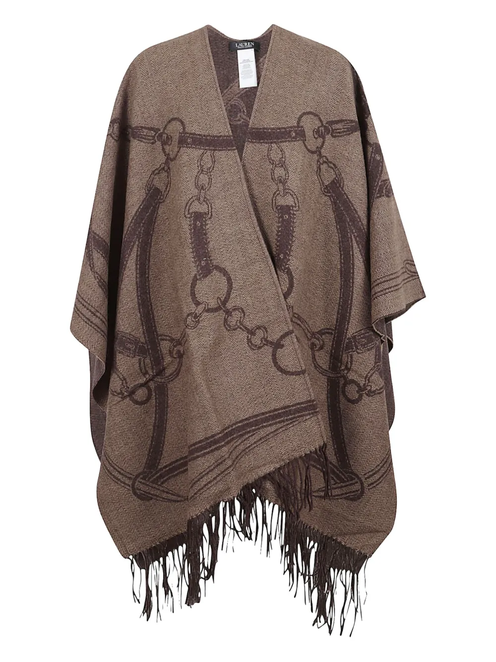 Ralph Lauren Chain-pattern Cape In Brown