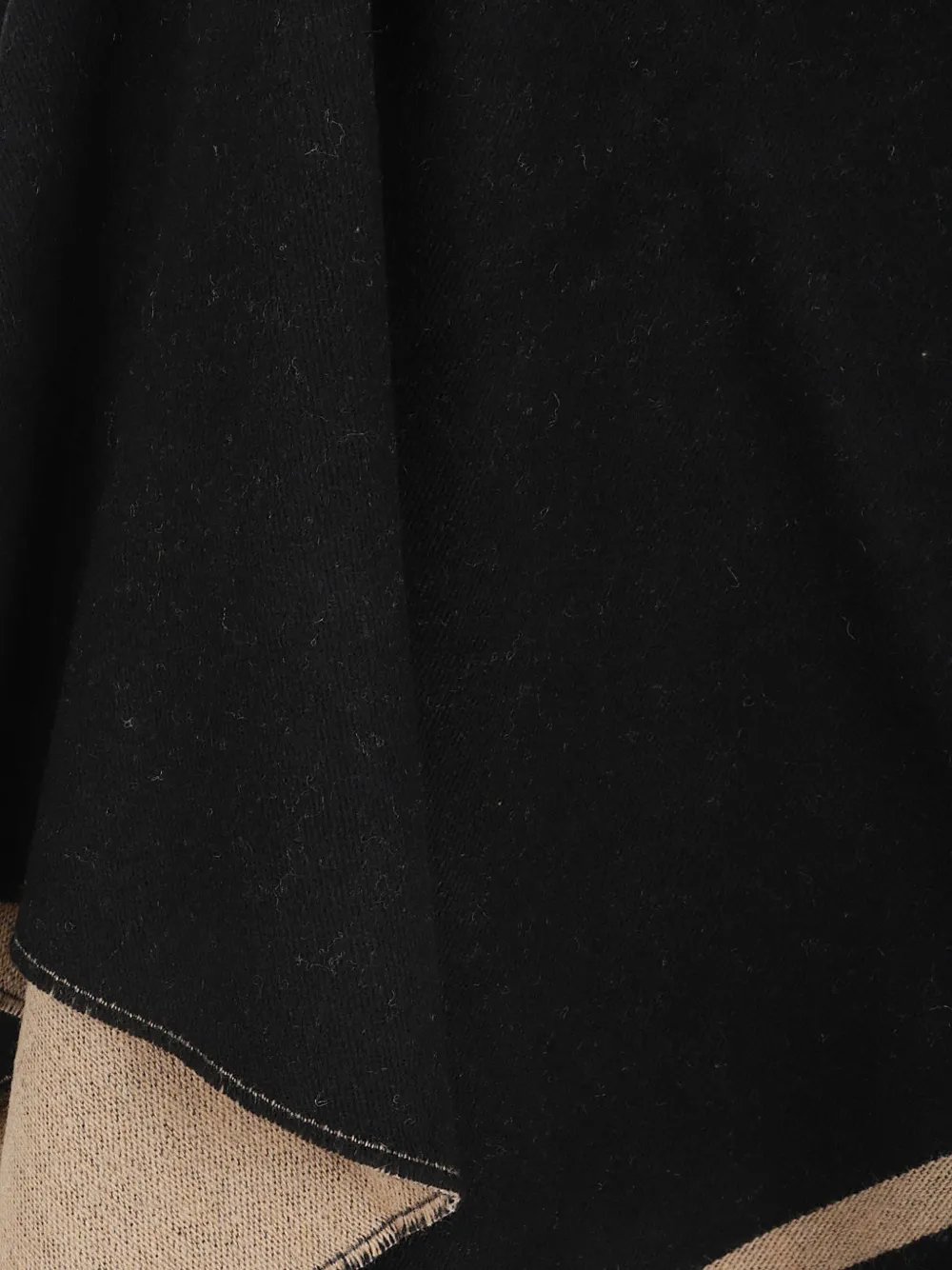 Ralph Lauren Striped Fringed Poncho In Black