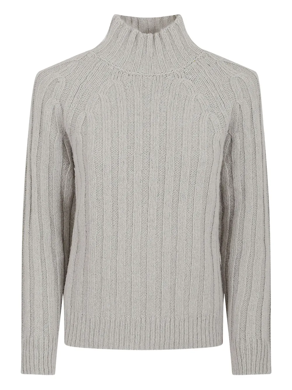 Peserico High Neck Long Sleeve Knit Sweater In Gray
