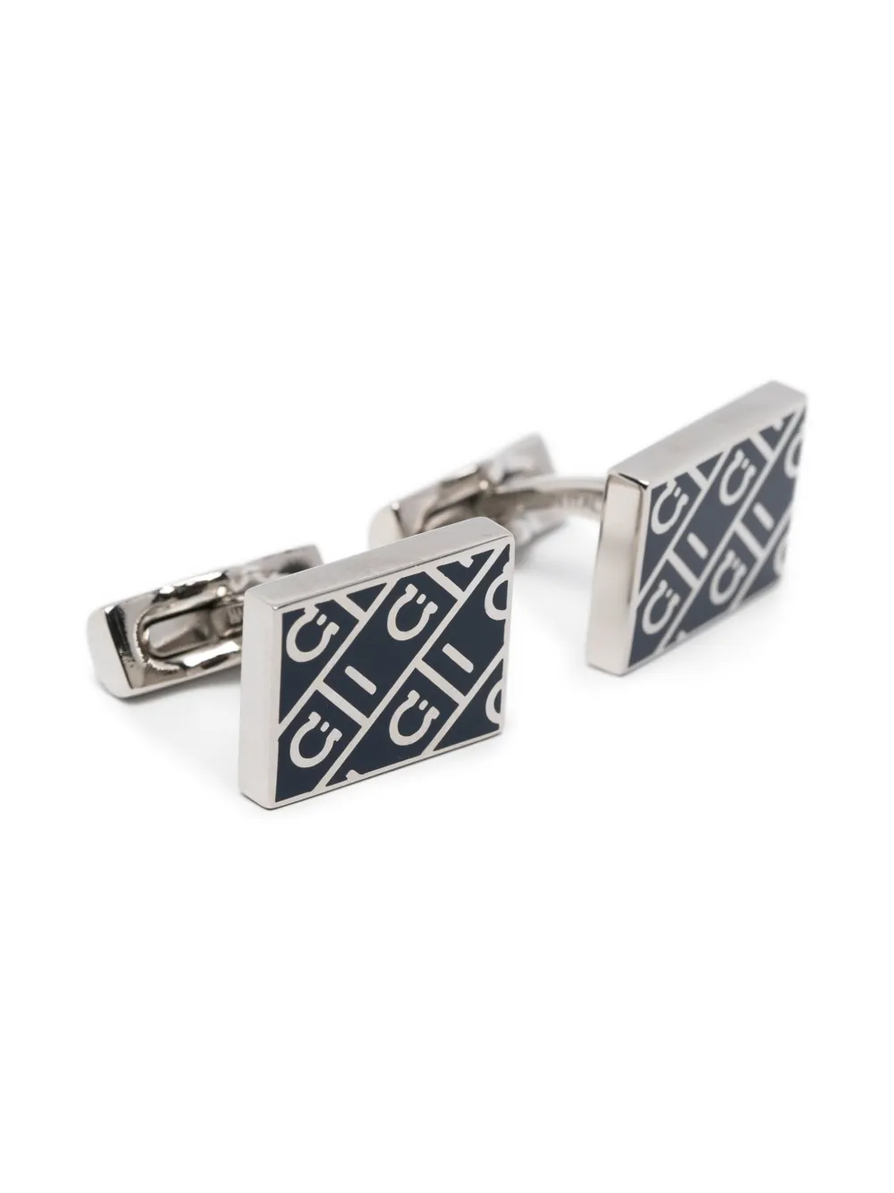  Ferragamo Square Pattern Cufflinks - Silver 