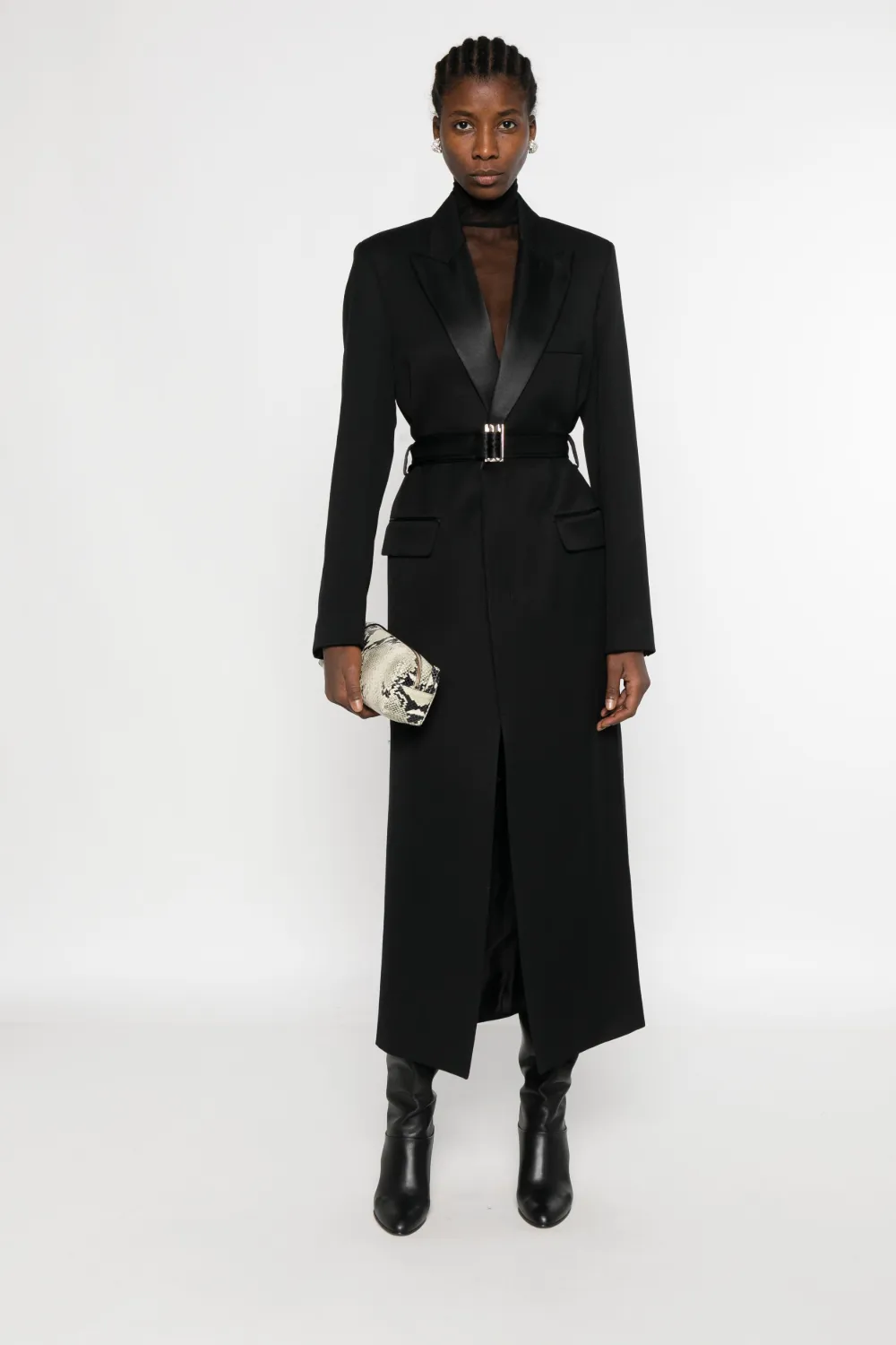 Victoria Beckham Shawl-lapel Slit Coat In Black