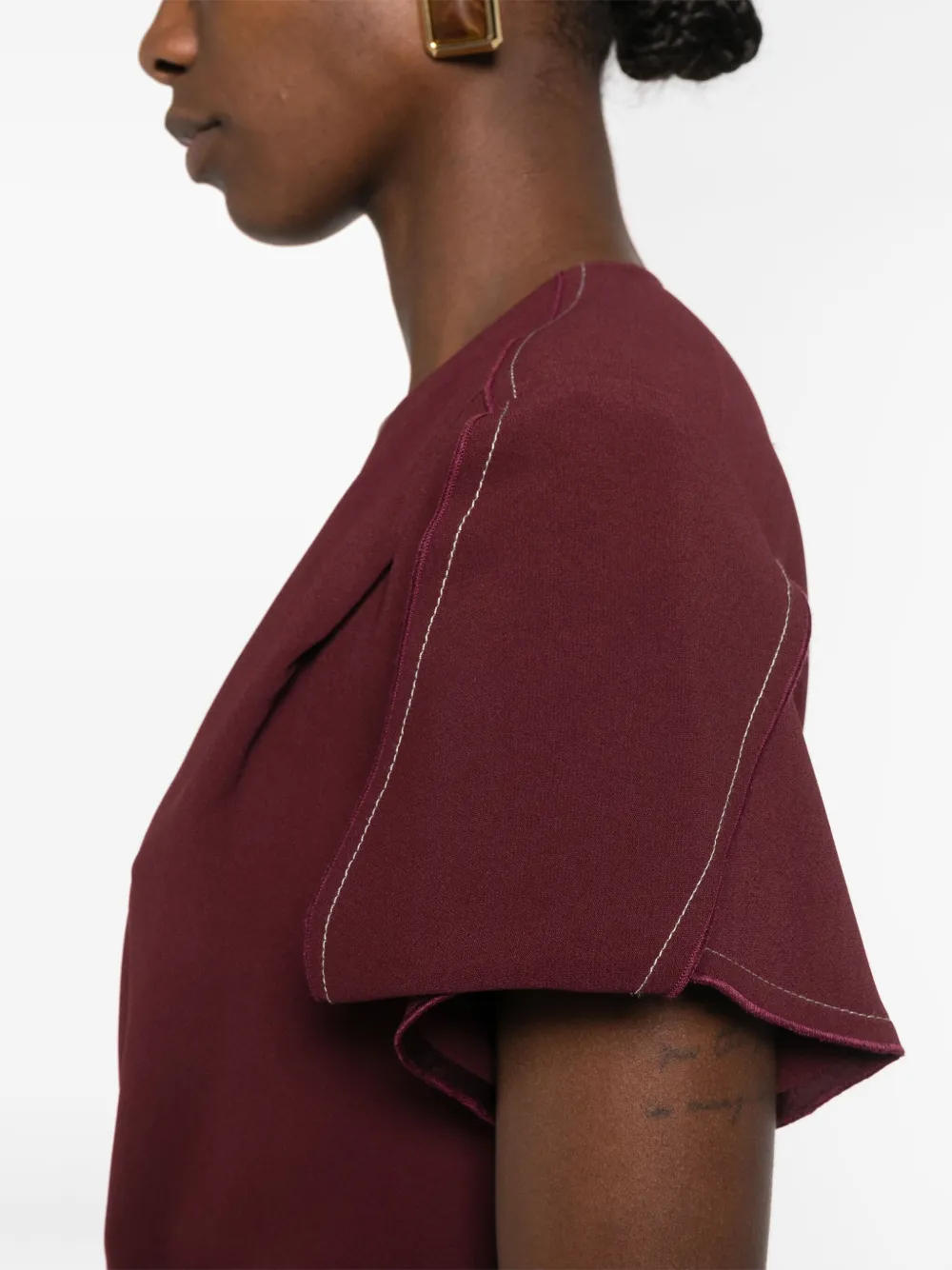 Victoria Beckham Eve Ruffle Midi Dress In Red