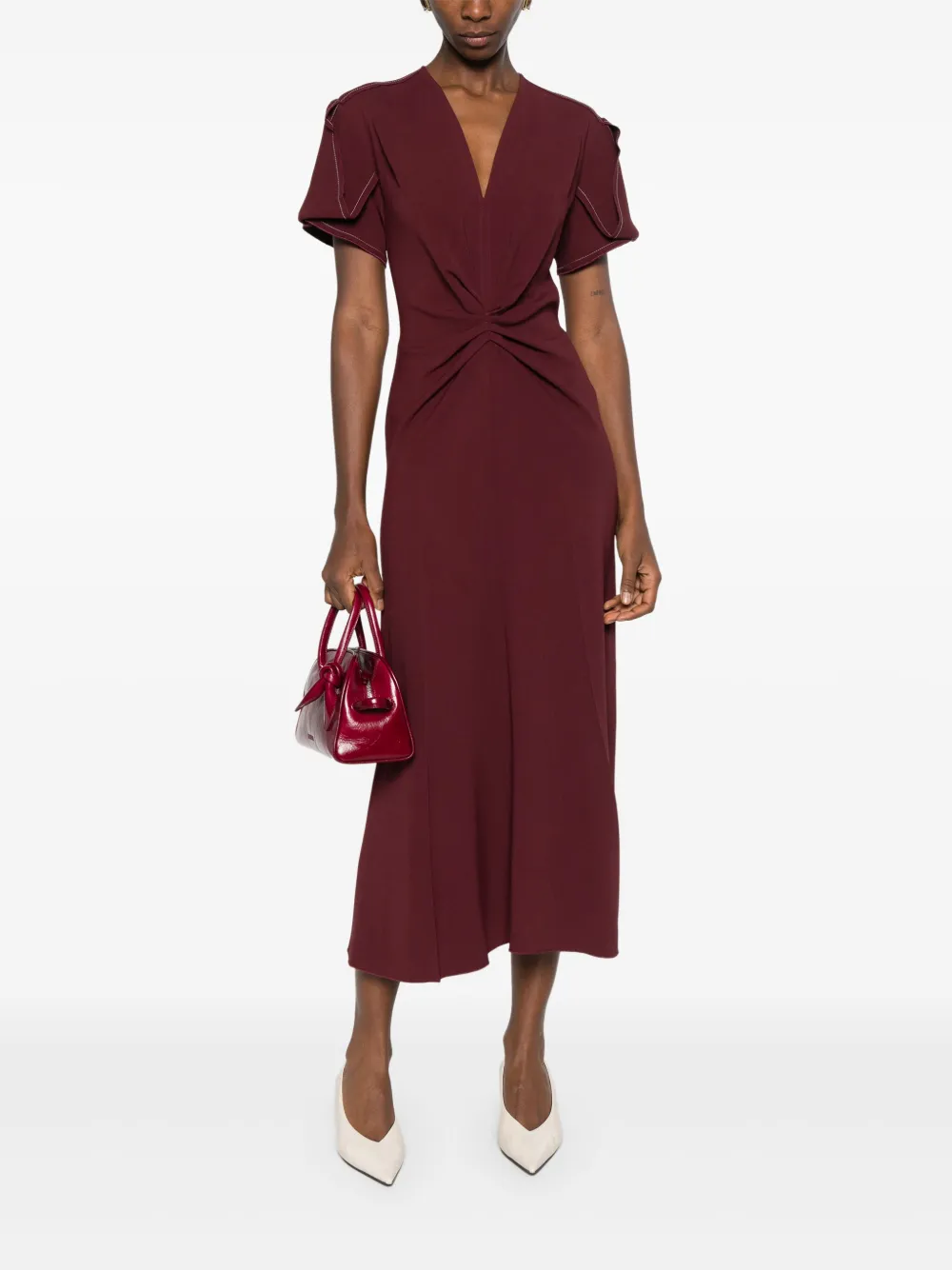 Victoria Beckham Eve ruffle midi dress - Rood