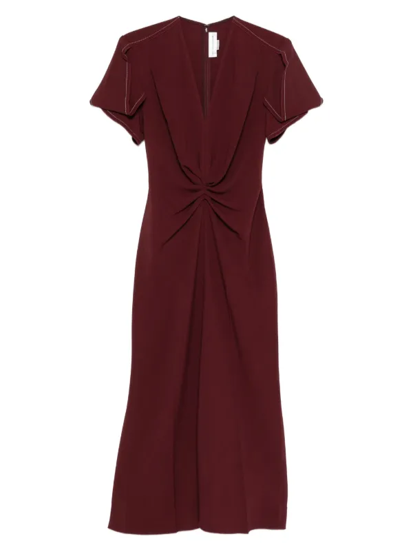 Victoria Beckham Eve Ruffle Midi Dress | Red | FARFETCH GE