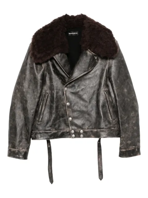 Ann Demeulemeester Binus Lederjacke mit Pelzkragen
