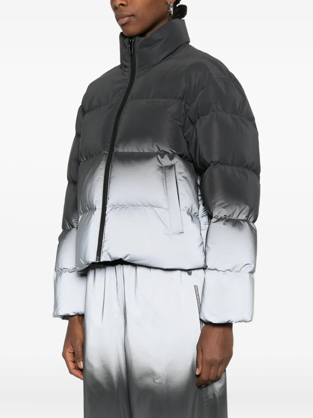 Alexander Wang Reflective Puffer Jacket In Black