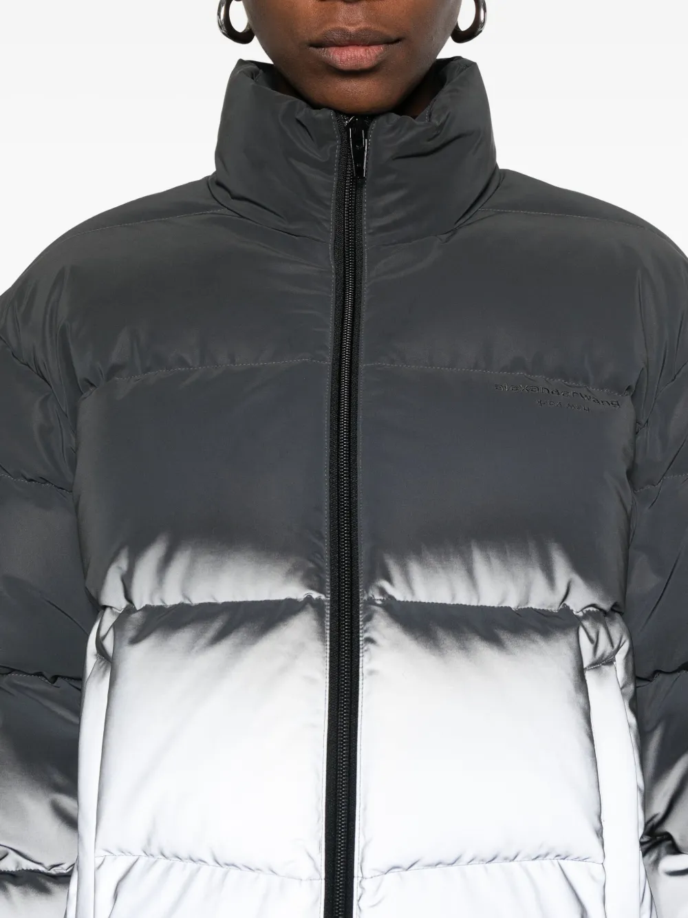 Alexander Wang Reflective Puffer Jacket In Black
