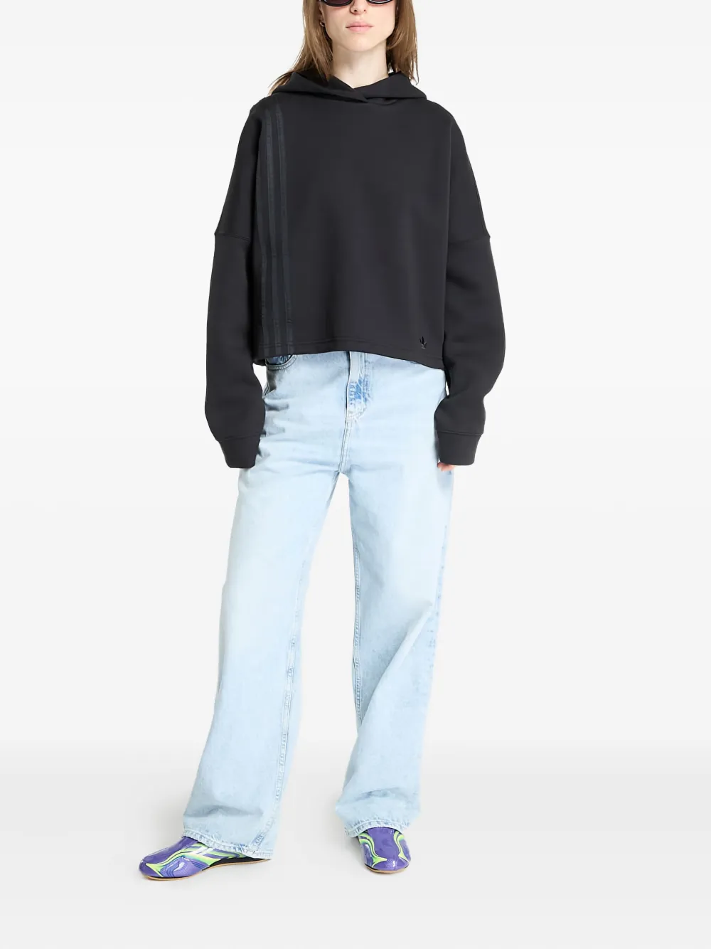 Adidas Originals 3-stripes Hoodie In Black