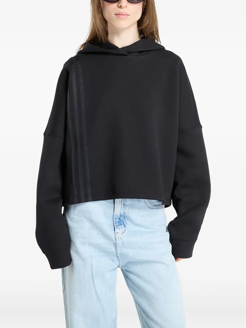 Adidas Originals 3-stripes Hoodie In Black