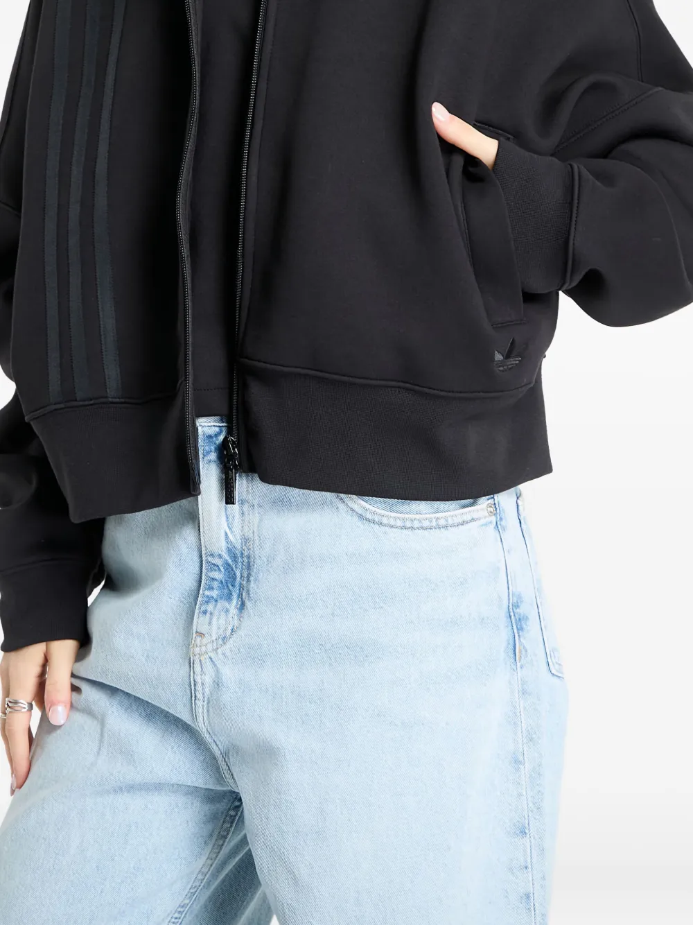 Adidas Originals 3-stripes Zip-up Jacket In Black