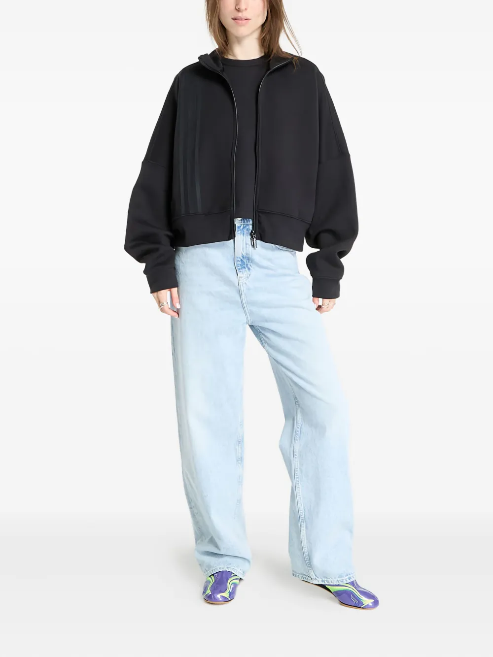 Adidas Originals 3-stripes Zip-up Jacket In Black