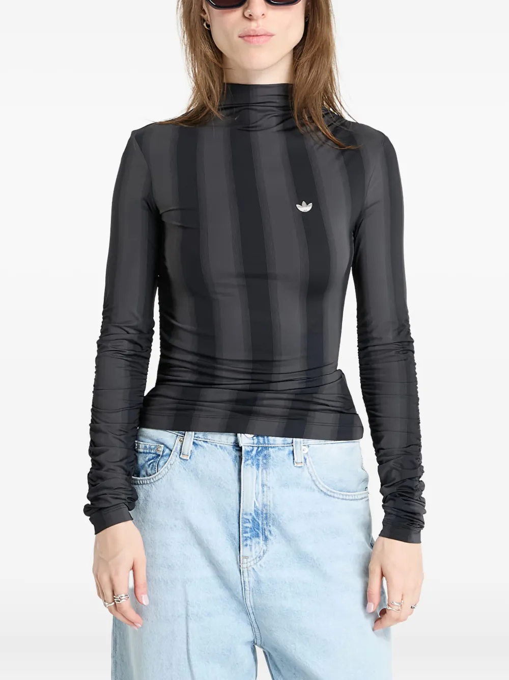 Adidas Originals Striped Longsleeve Tee In Black