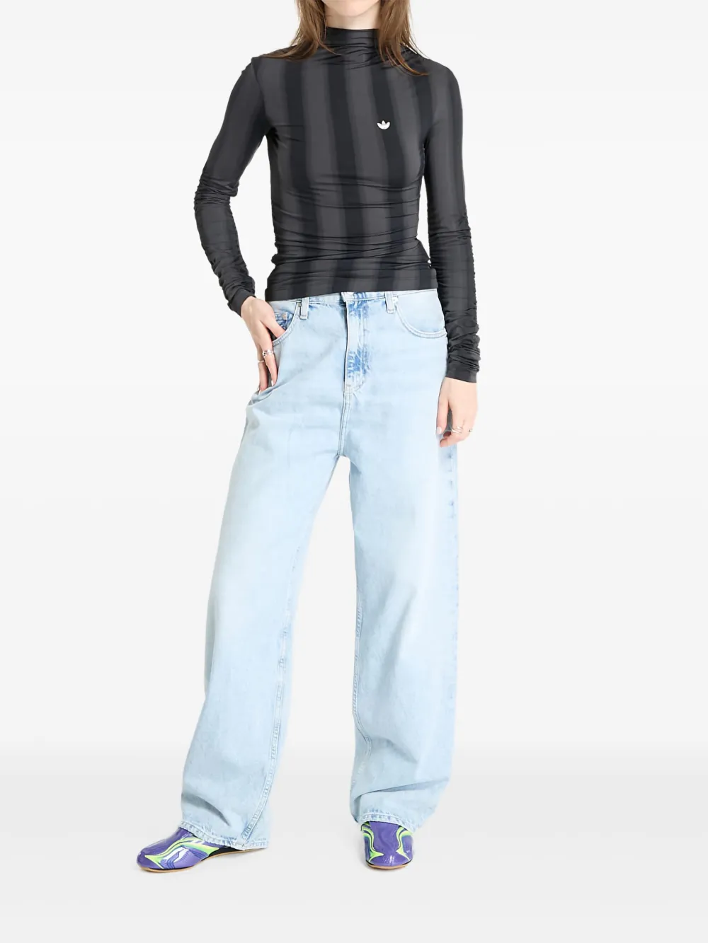 Adidas Originals Striped Longsleeve Tee In Black