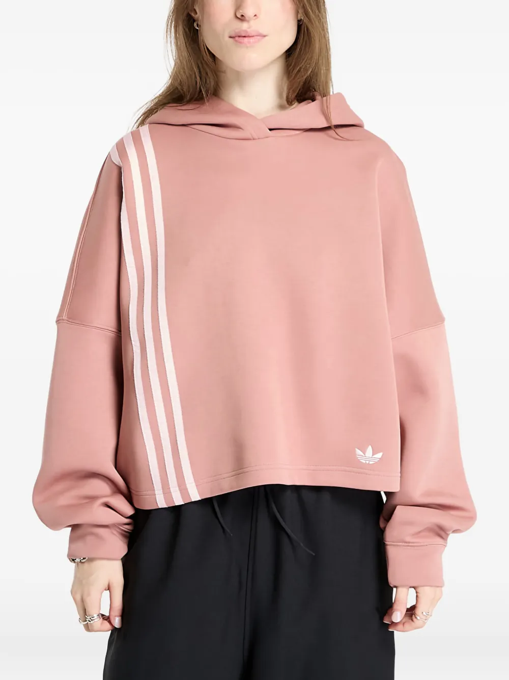 Adidas Originals Placed Stripes Hoodie In Pink