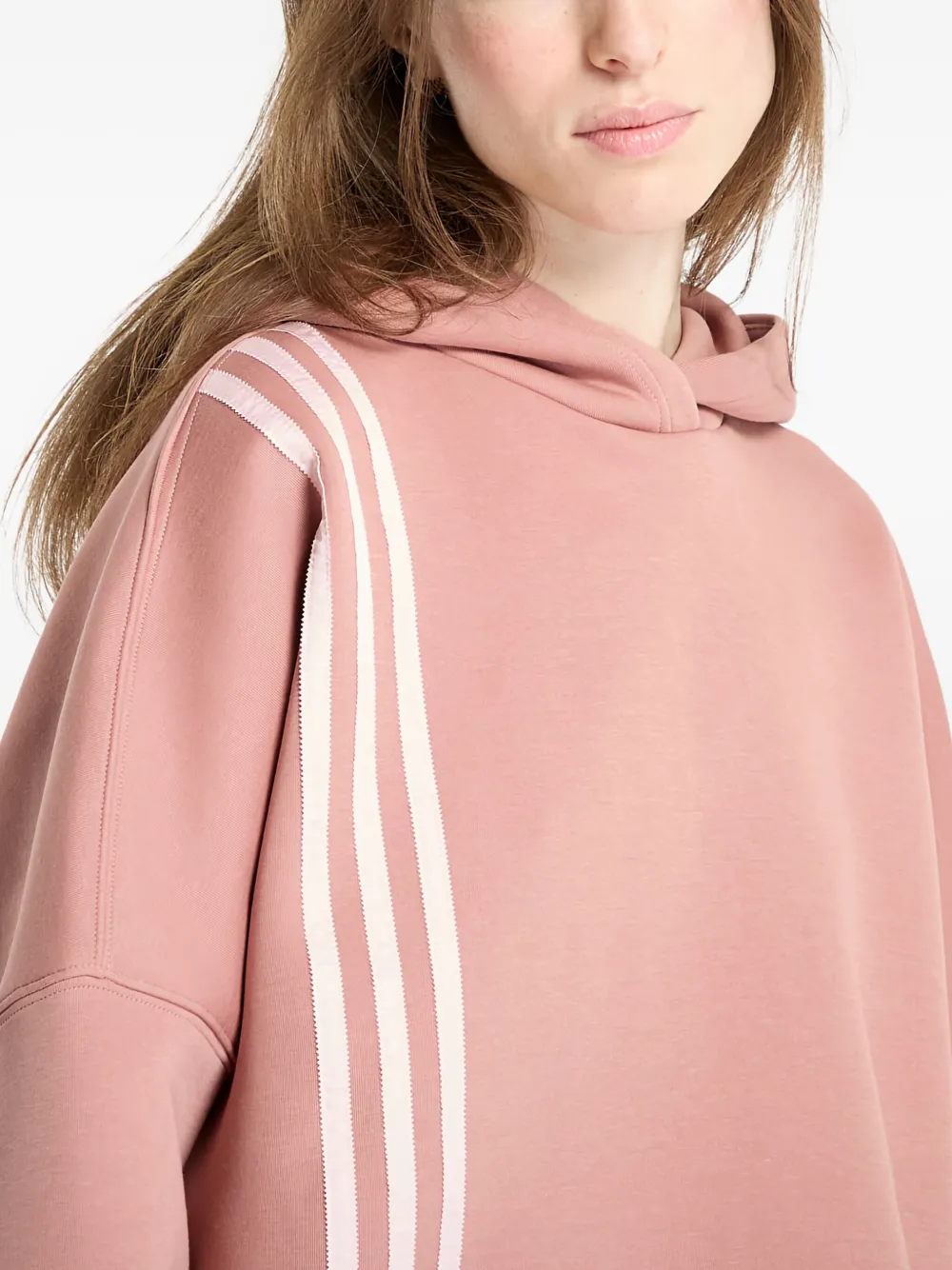 adidas Geplooide gestreepte hoodie Roze