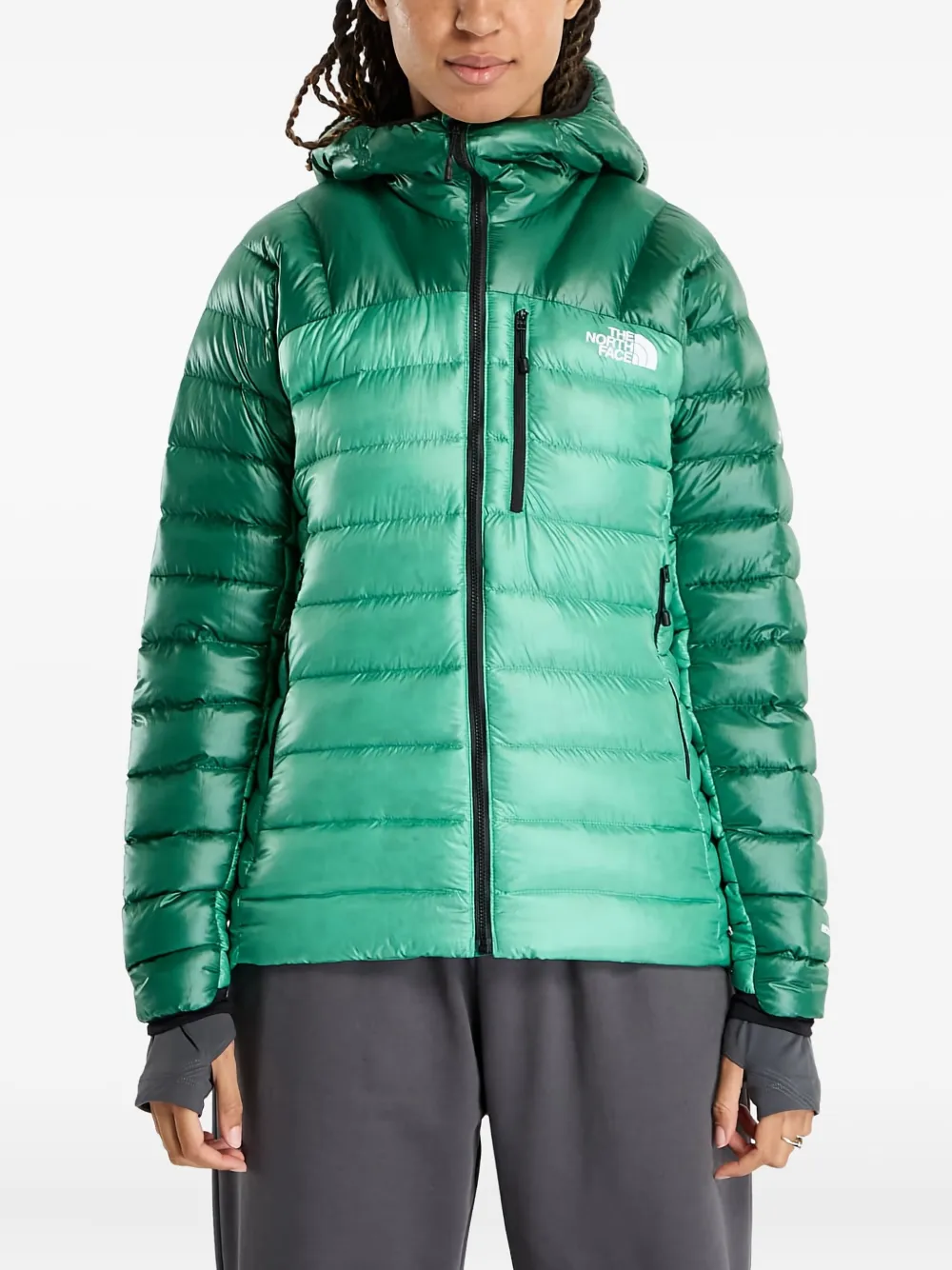 The North Face Hooded Summit Breithorn Down Jacket In Green