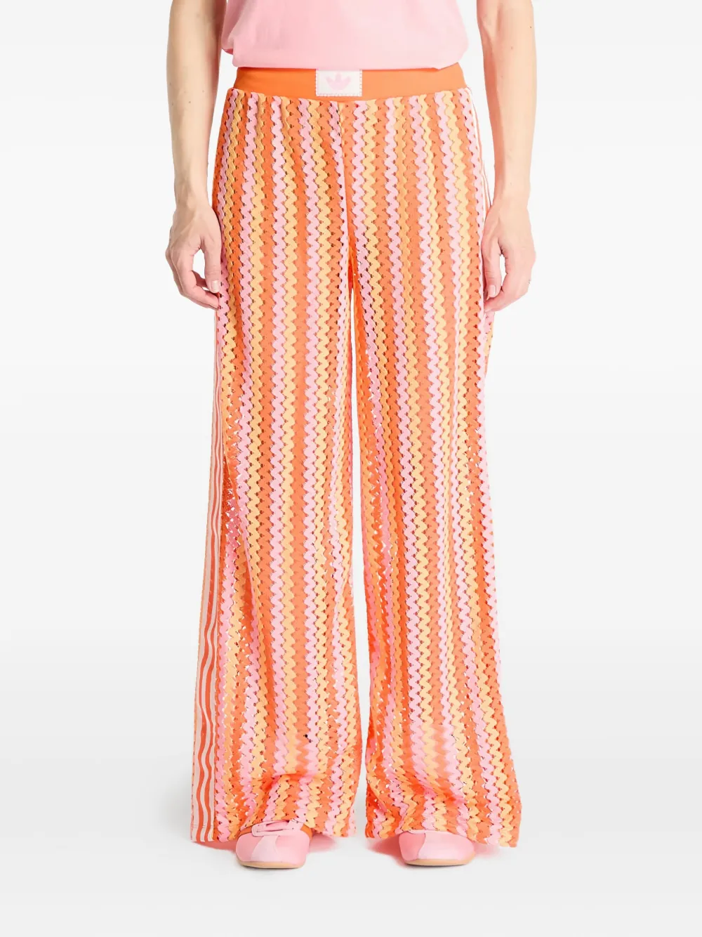 adidas striped firebird track trousers | Orange | Image 1