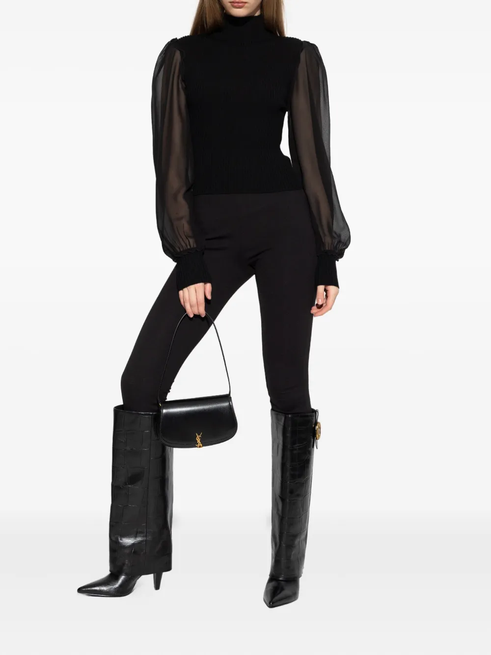 FRAME sheer-sleeve blouse - Zwart