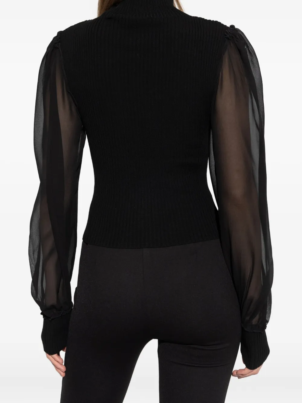 Frame Sheer-sleeve Blouse In Black