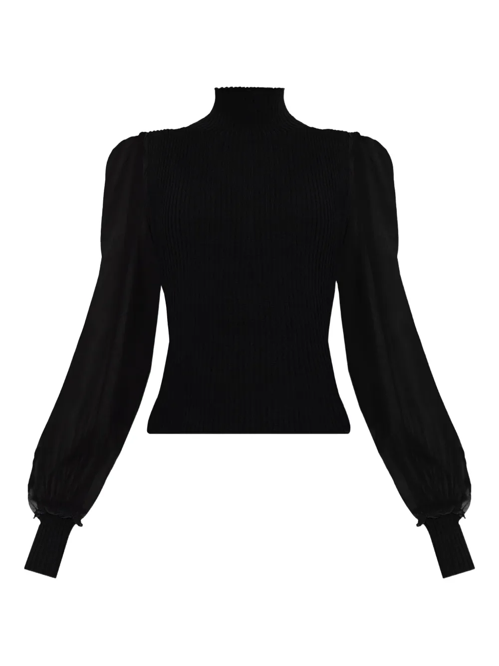 Frame Sheer-sleeve Blouse In Black