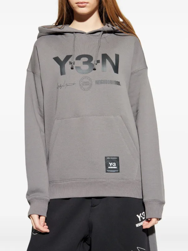 Y-3 x Neighborhood graphic-print Hoodie | Grey | FARFETCH ID