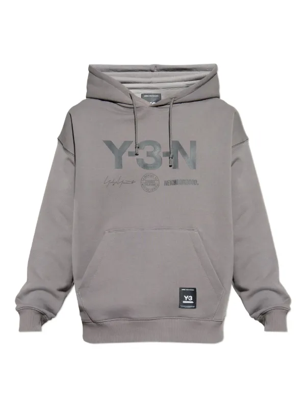 Y-3 x Neighborhood graphic-print Hoodie | Grey | FARFETCH HK