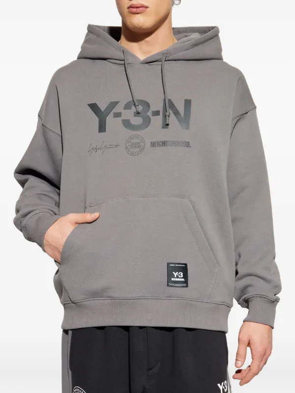 Y-3 x Neighborhood graphic-print Hoodie | Grey | FARFETCH HK