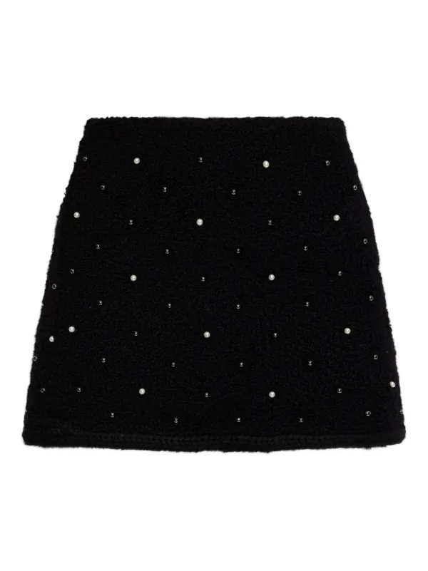 Frame Pearl-embellished Mini Skirt in Black
