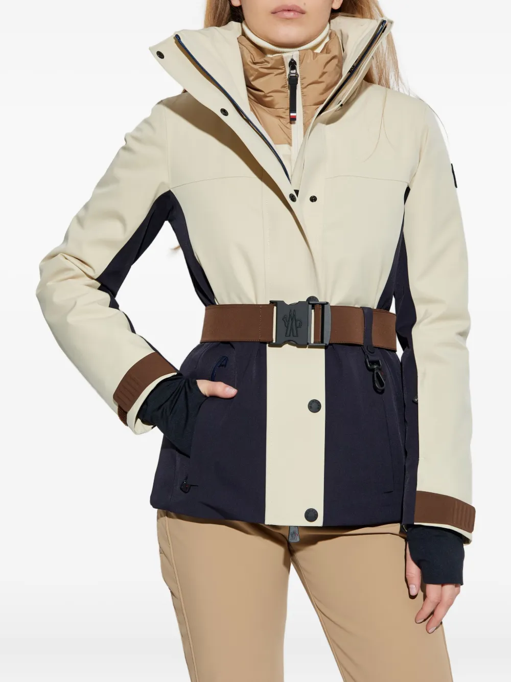 Moncler Hainets Hooded Padded Ski Jacket In Neutral