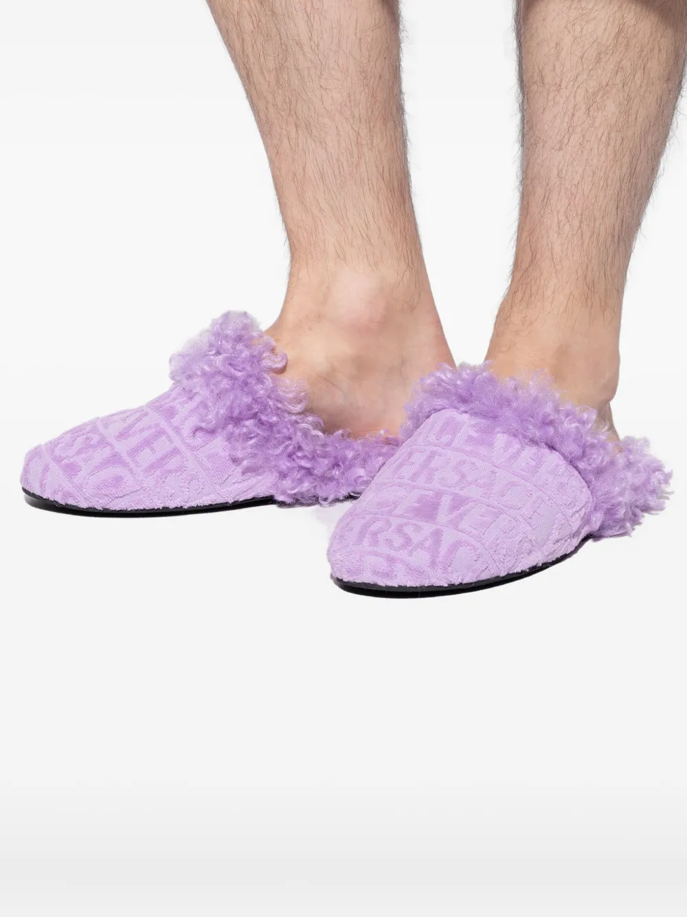 Versace Home Logo Slippers In Purple