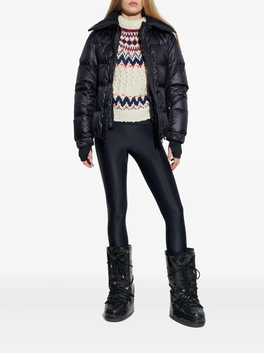 Moncler Grenoble Geometric Jacquard Wool Blend Jumper In Neutral