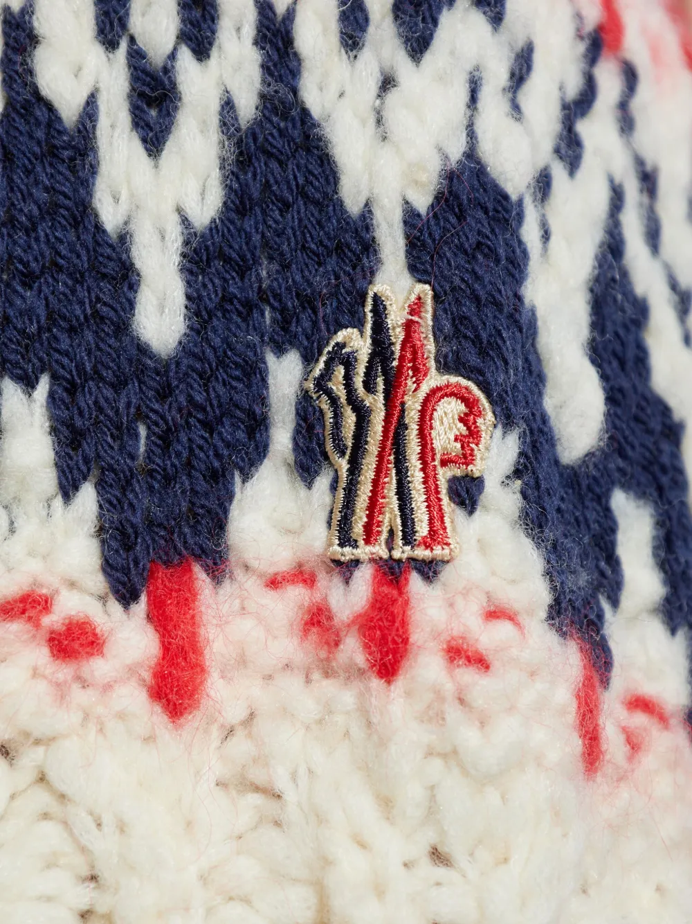 Moncler Grenoble Geometric Jacquard Wool Blend Jumper In Neutral