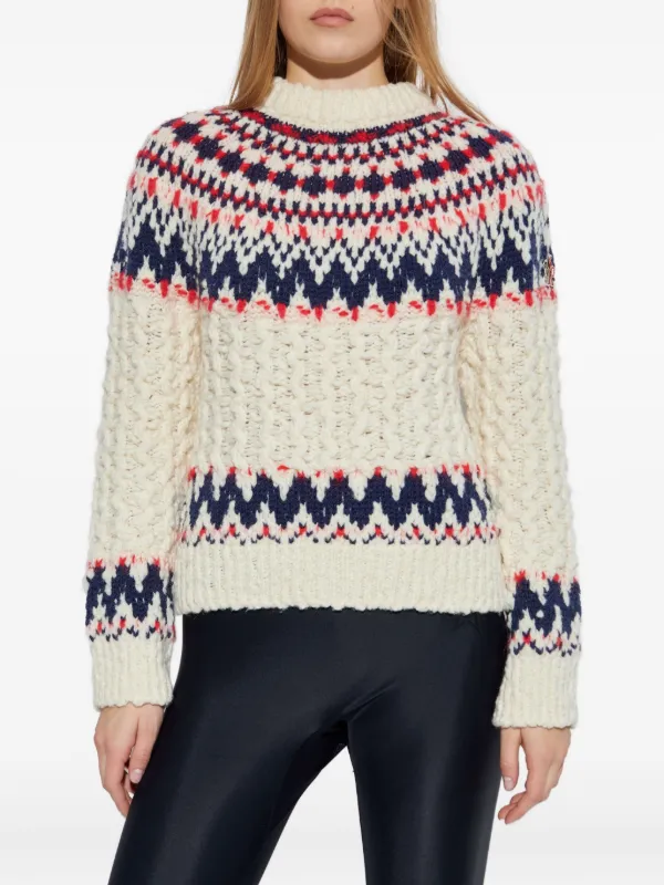Moncler Grenoble patterned-jacquard Jumper | Neutrals | FARFETCH MY