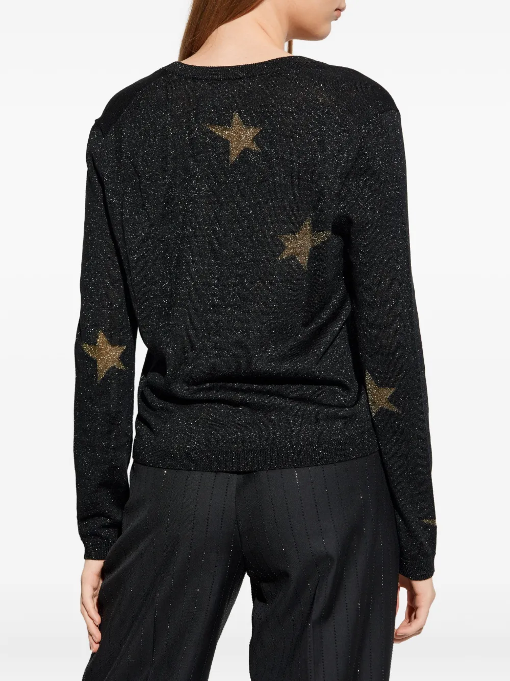 Zadig & Voltaire Rivy Stars Metallic Wool Blend Sweater In Black