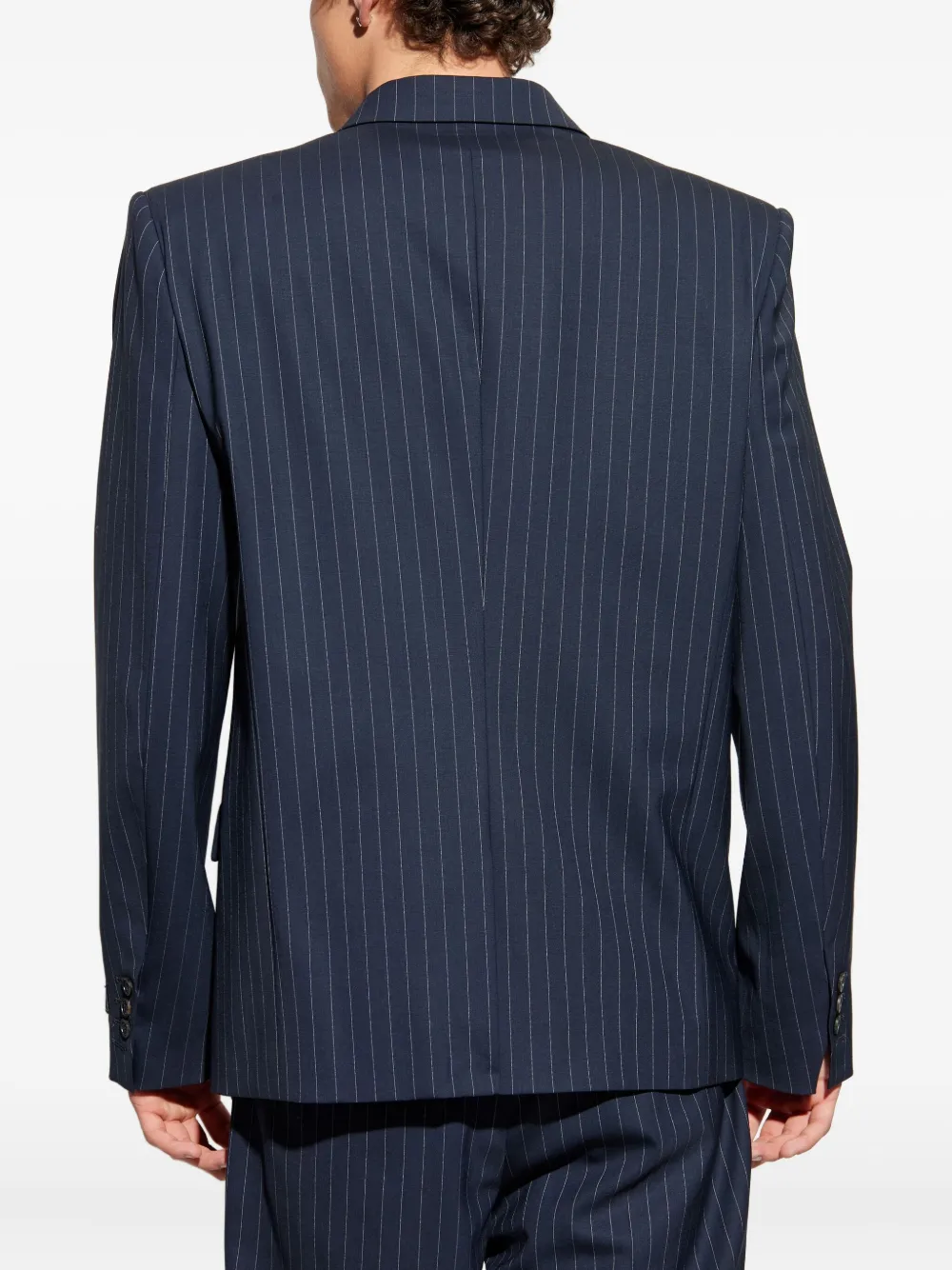 Balmain Long-sleeved Suit Jacket In Blue