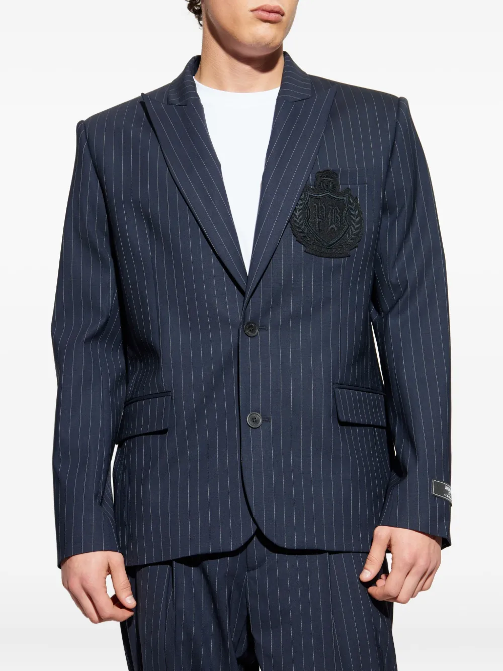 Balmain Long-sleeved Suit Jacket In Blue