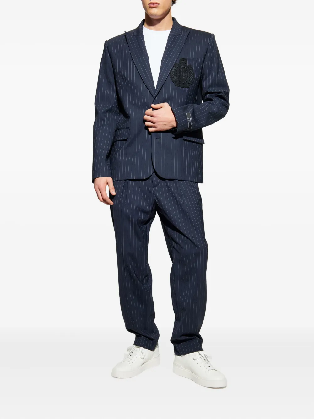 Balmain Long-sleeved Suit Jacket In Blue