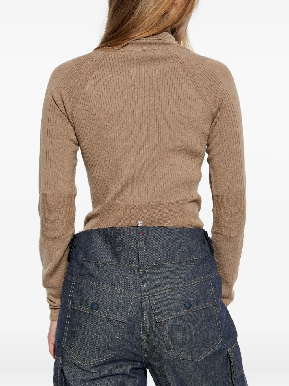 Moncler Logo-appliqué Ribbed-knit Jumper In Neutral