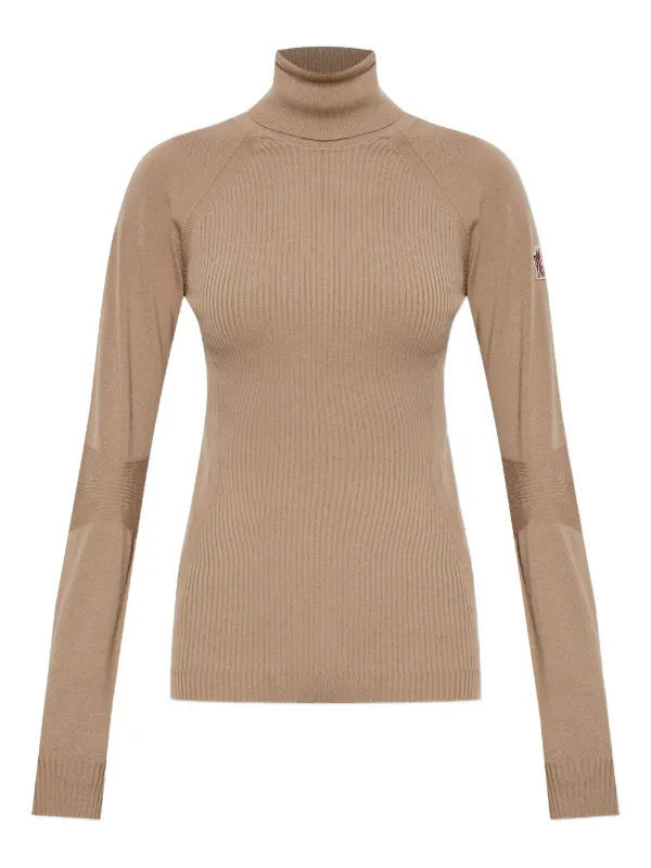 Moncler Grenoble Logo-appliqué Ribbed-knit Jumper in Neutrals