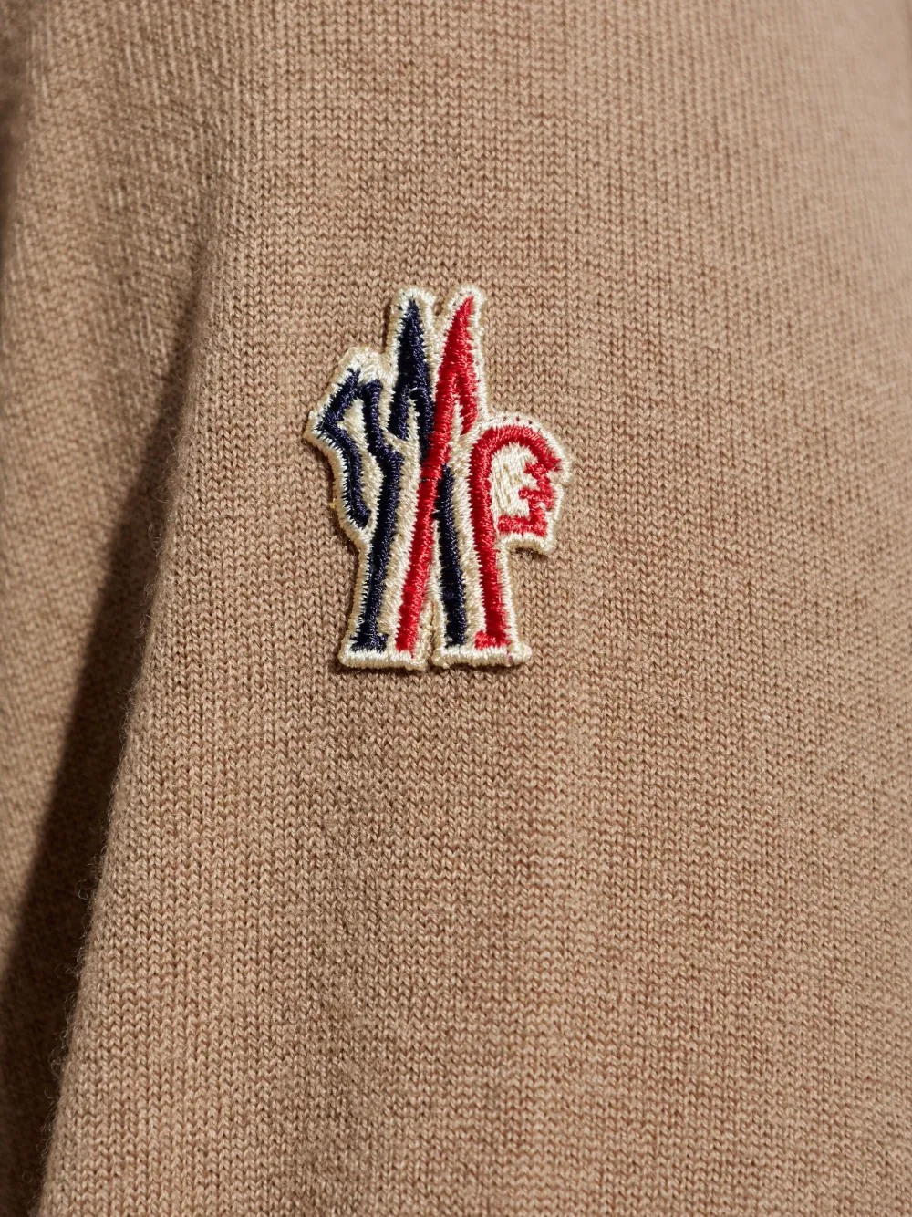 Moncler Logo-appliqué Ribbed-knit Jumper In Neutral