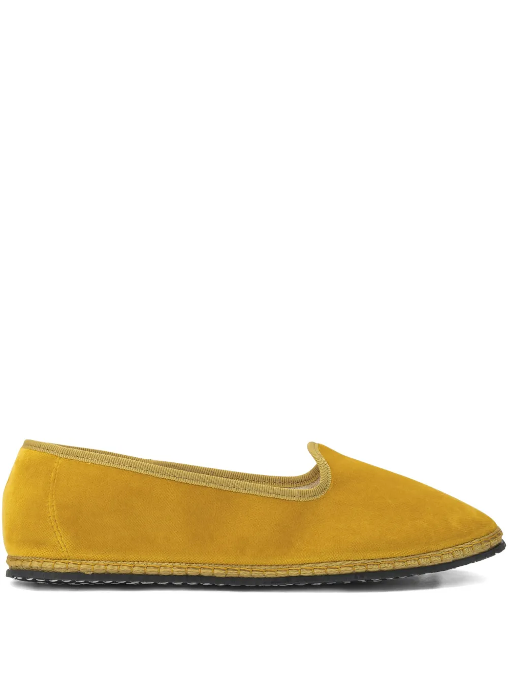 Vibi Venezia Trim Velvet Flat Shoes In Yellow