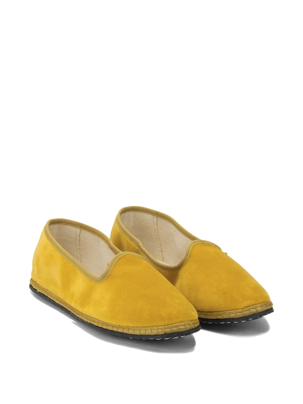 Vibi Venezia Trim Velvet Flat Shoes In Yellow