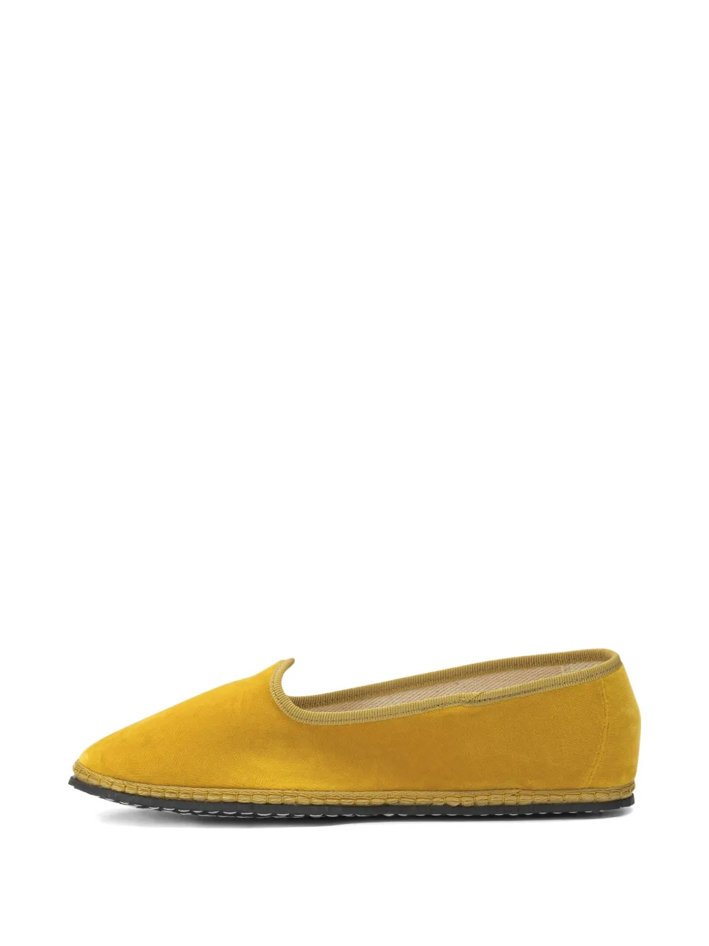 Vibi Venezia Trim Velvet Flat Shoes In Yellow
