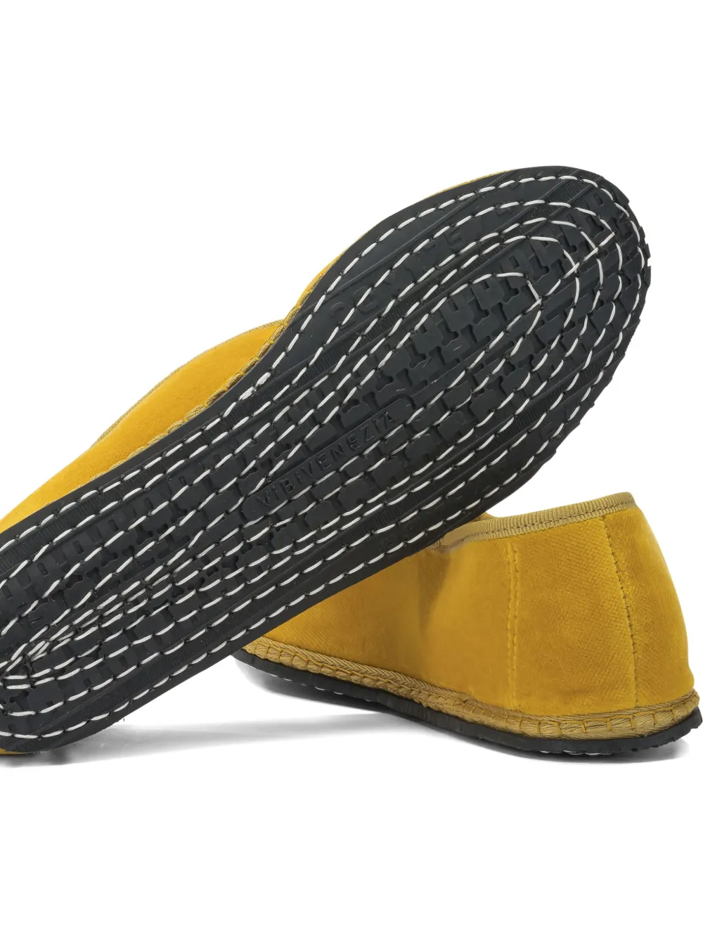 Vibi Venezia Trim Velvet Flat Shoes In Yellow